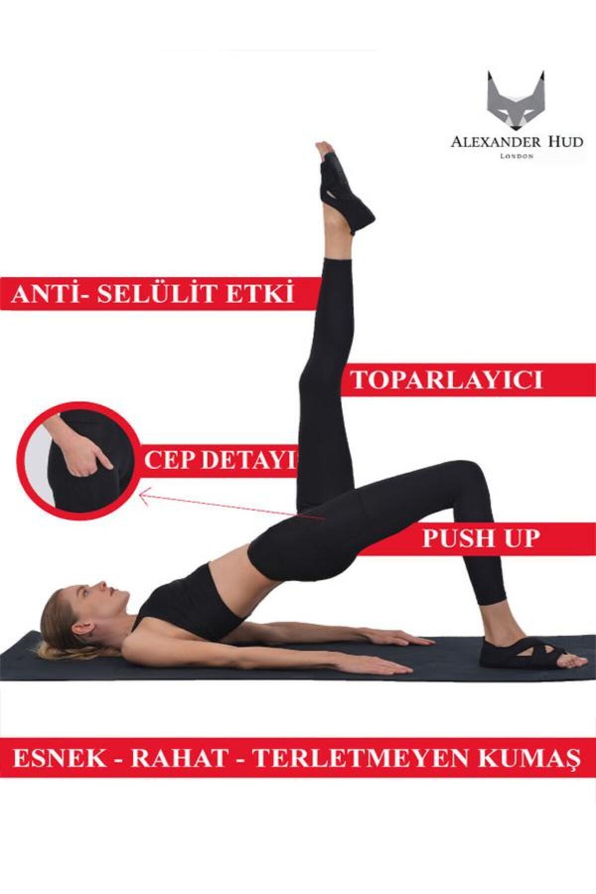 Kadın Tayt Toparlayıcı Sıkılaştırıcı Inceltici Şekillendirici Yüksek Bel Spor Günlük Yan Cepli Tayt - Görsel 2
