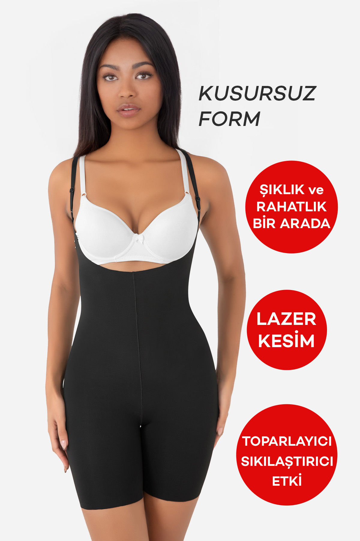 Kadın Korse Atlet Göbek Toparlayıcı Bel Tam Boy Vücut Şekillendirici Sıkılaştırıcı Shape - Görsel 2