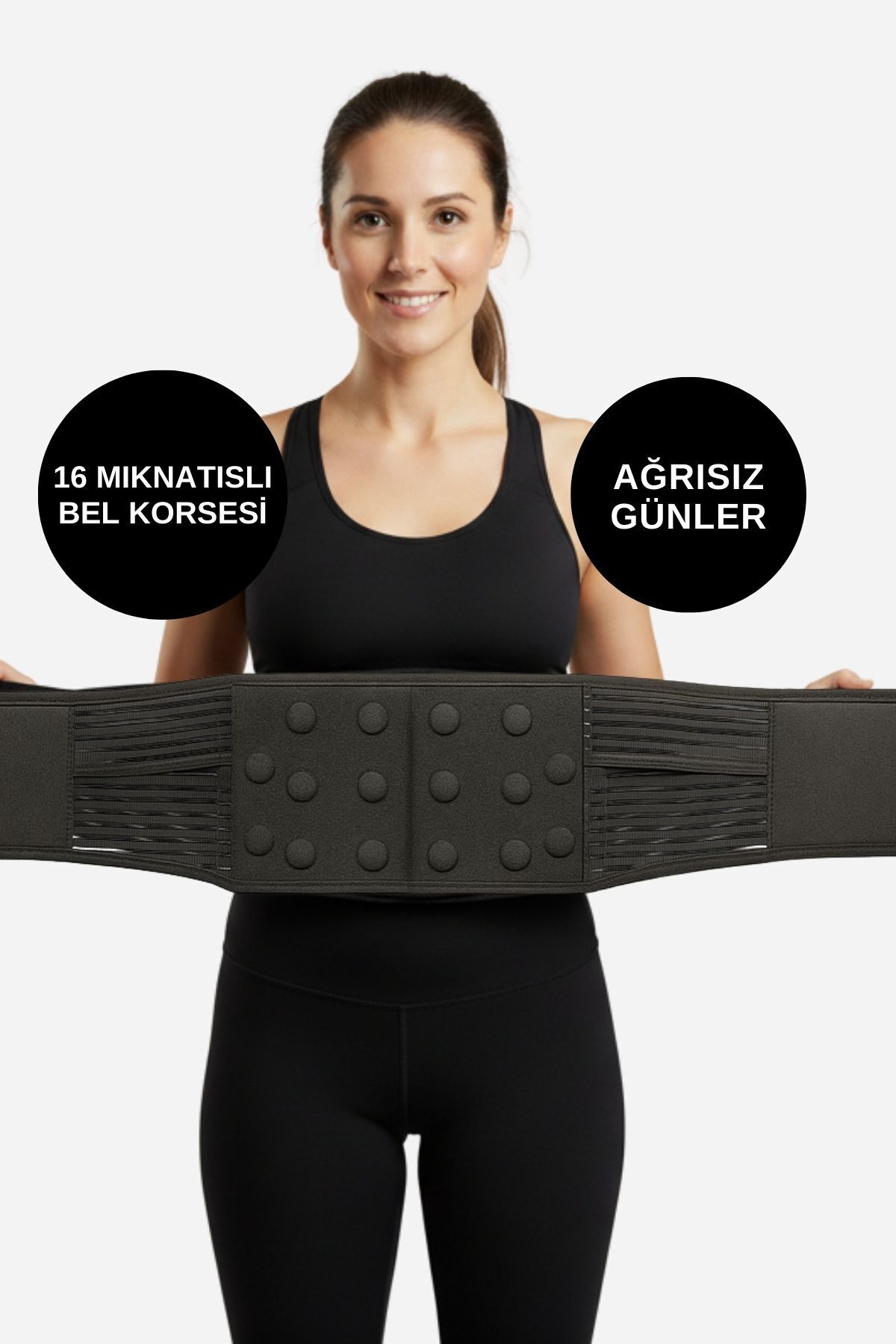 Manyetik Bel Kemeri 16 Mıknatıslı Ağrı Giderici Isı Tutan Bel Korsesi Terapi Destek Kemeri - Görsel 3