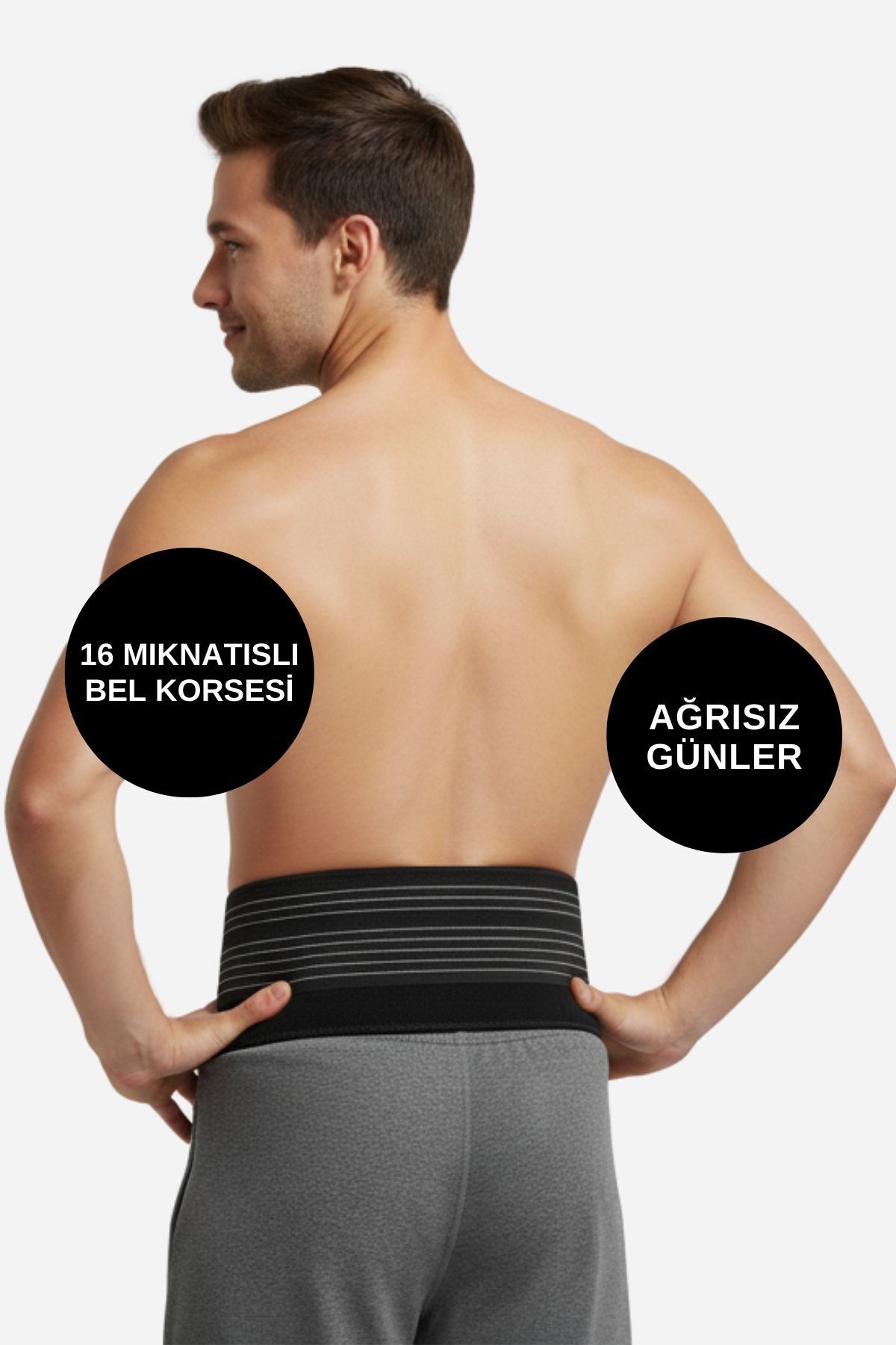 Manyetik Bel Kemeri 16 Mıknatıslı Ağrı Giderici Isı Tutan Bel Korsesi Terapi Destek Kemeri - Görsel 4