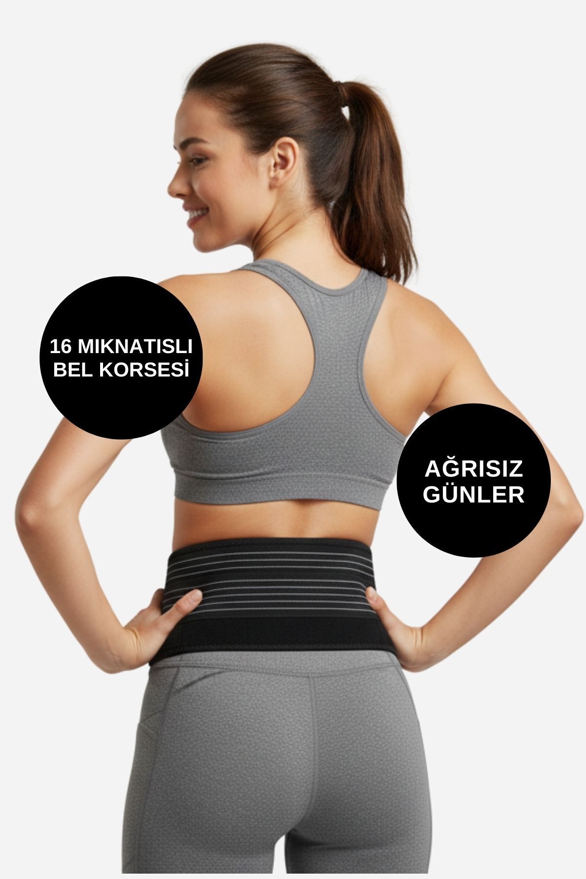 Manyetik Bel Kemeri 16 Mıknatıslı Ağrı Giderici Isı Tutan Bel Korsesi Terapi Destek Kemeri - Görsel 5