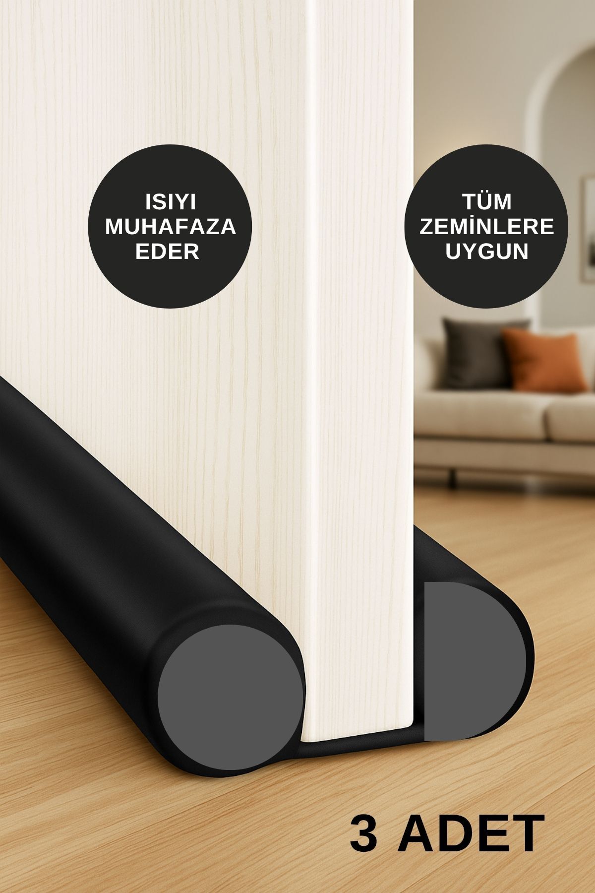 3 Adet Çift Taraflı Kapı Altı Eşik Işık Ses Toz Soğuk Rüzgar Önleyici Rüzgarlık Isı Yalıtım Süngeri - Görsel 2