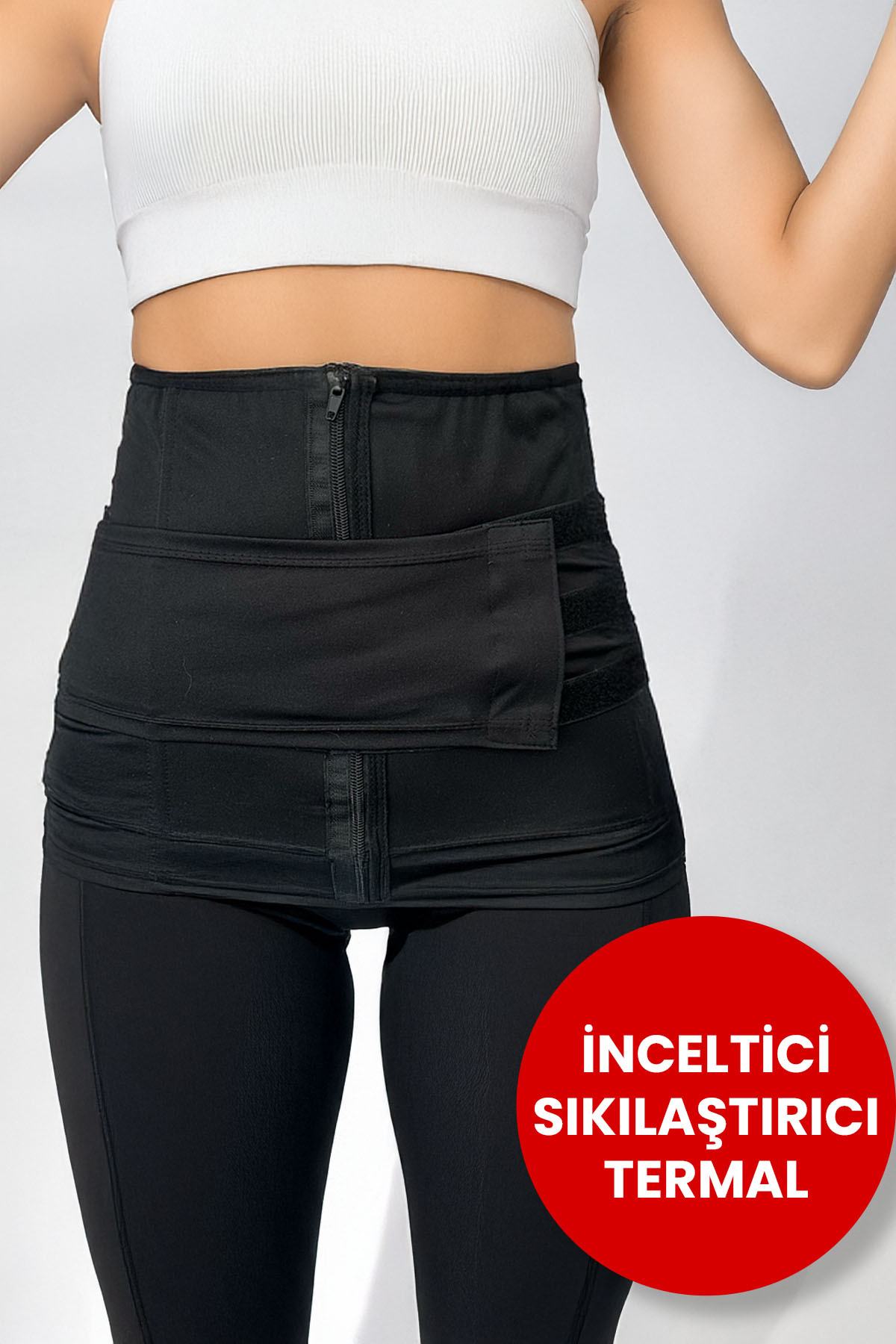 Kadın Erkek İncelme Göbek Karın Şekillendirici Terletici Termal Kemer Sıkı Bel Korsesi Ten - Görsel 8